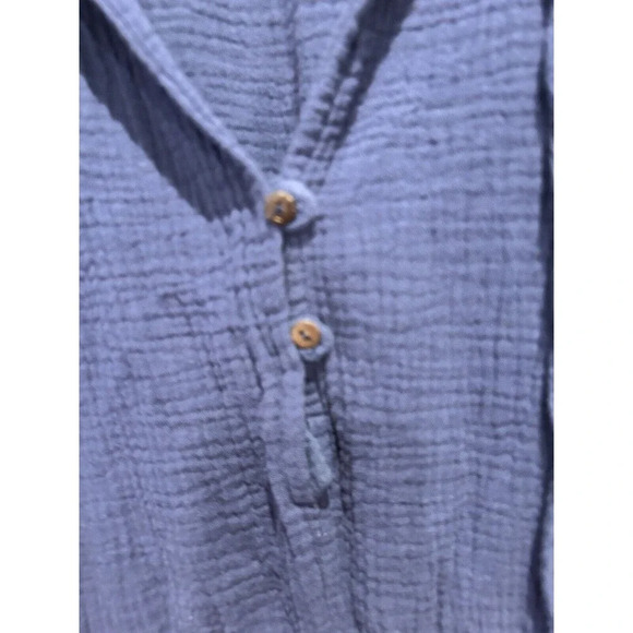 Knox Rose Navy Double Cotton Gauze Short Sleeve V-Neck Tassel Romper Size Large - Picture 4 of 8